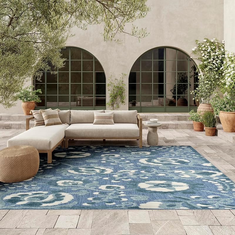 Alfombra azul 7x10ft x 10x6ft para dormitorio sala