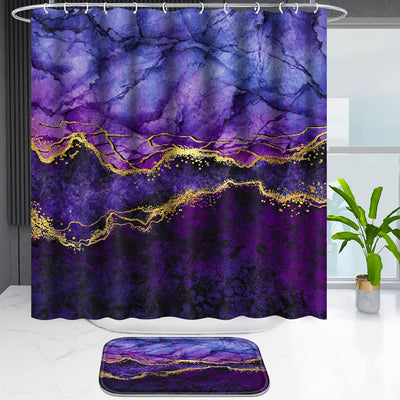 Juego 4 cortinas ducha baño color morado con ganchos