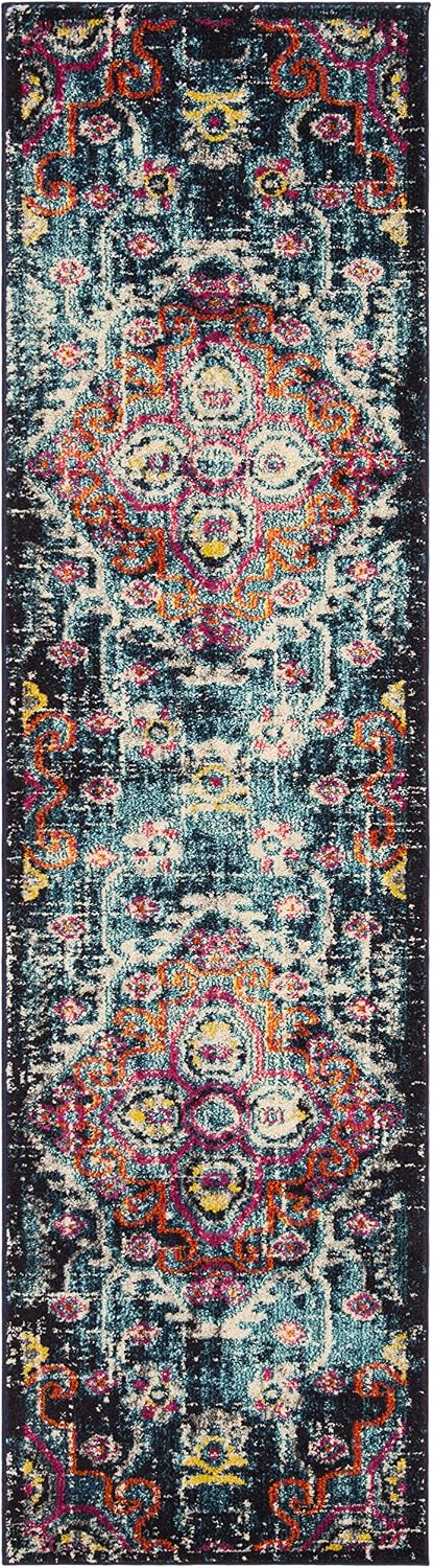 Alfombra pasillo 2.2x10ft azul fucsia alta durabilidad