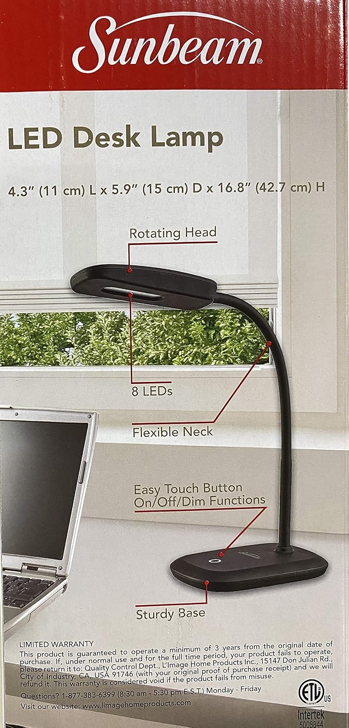 Lámpara escritorio LED cuello flexible ajustable negro