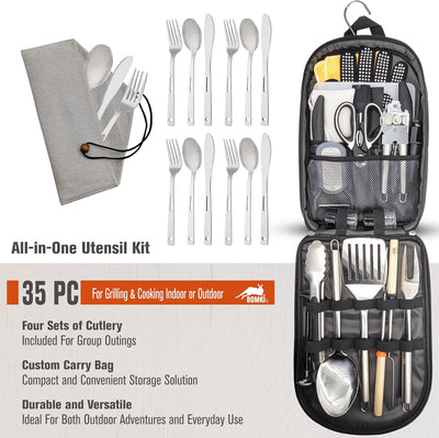 Set utensilios cocina asar acampar barbacoa glamping