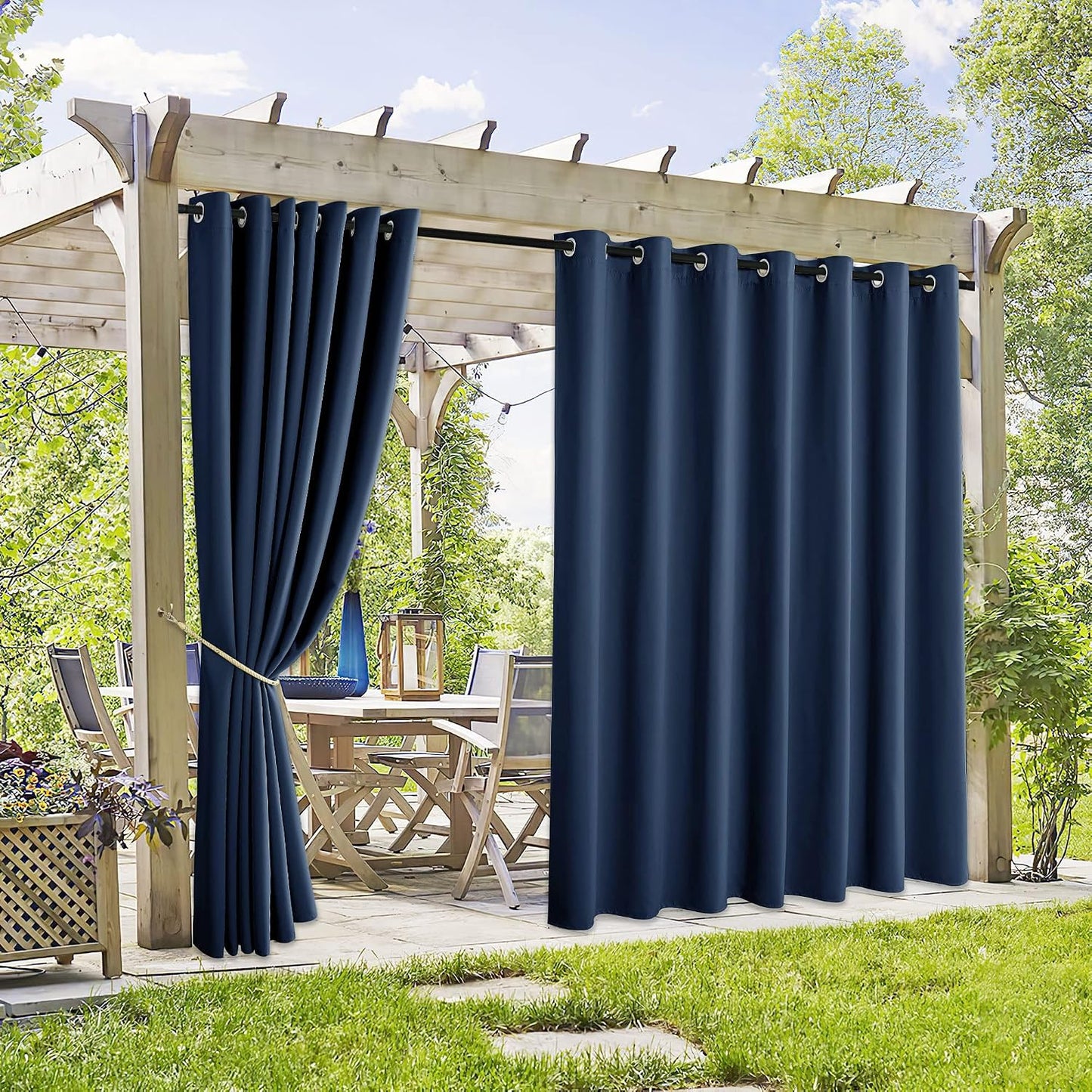 2 Cortinas impermeables exterior 105x96pulg privacidad UV