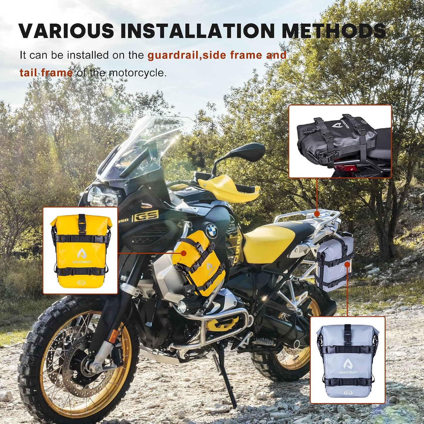 Bolsa impermeable parachoques motocicleta 6L con correa
