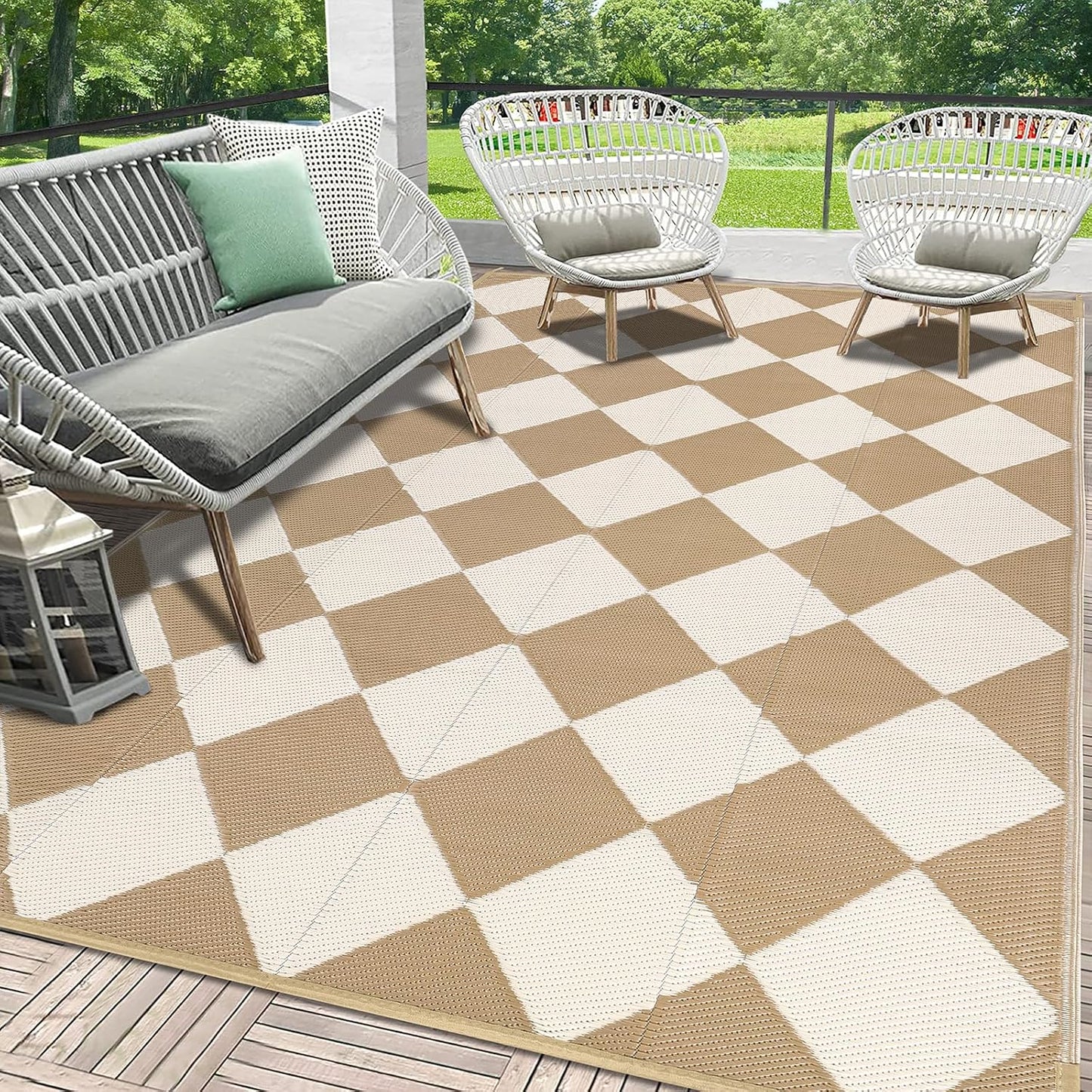 Alfombra exterior impermeable 6x9ft reversible