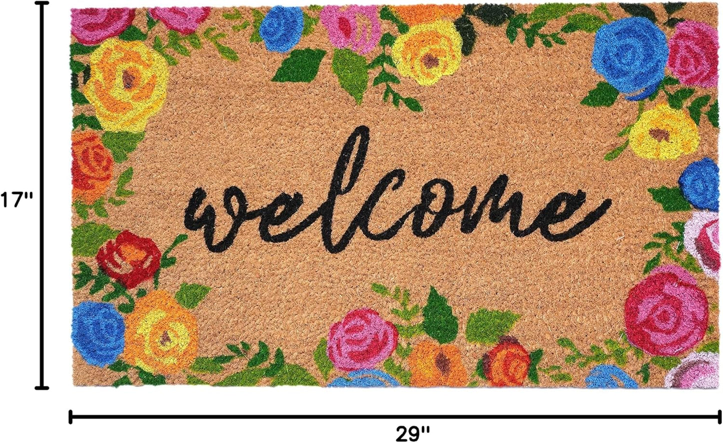 Felpudo bienvenida con rosas 17x29"