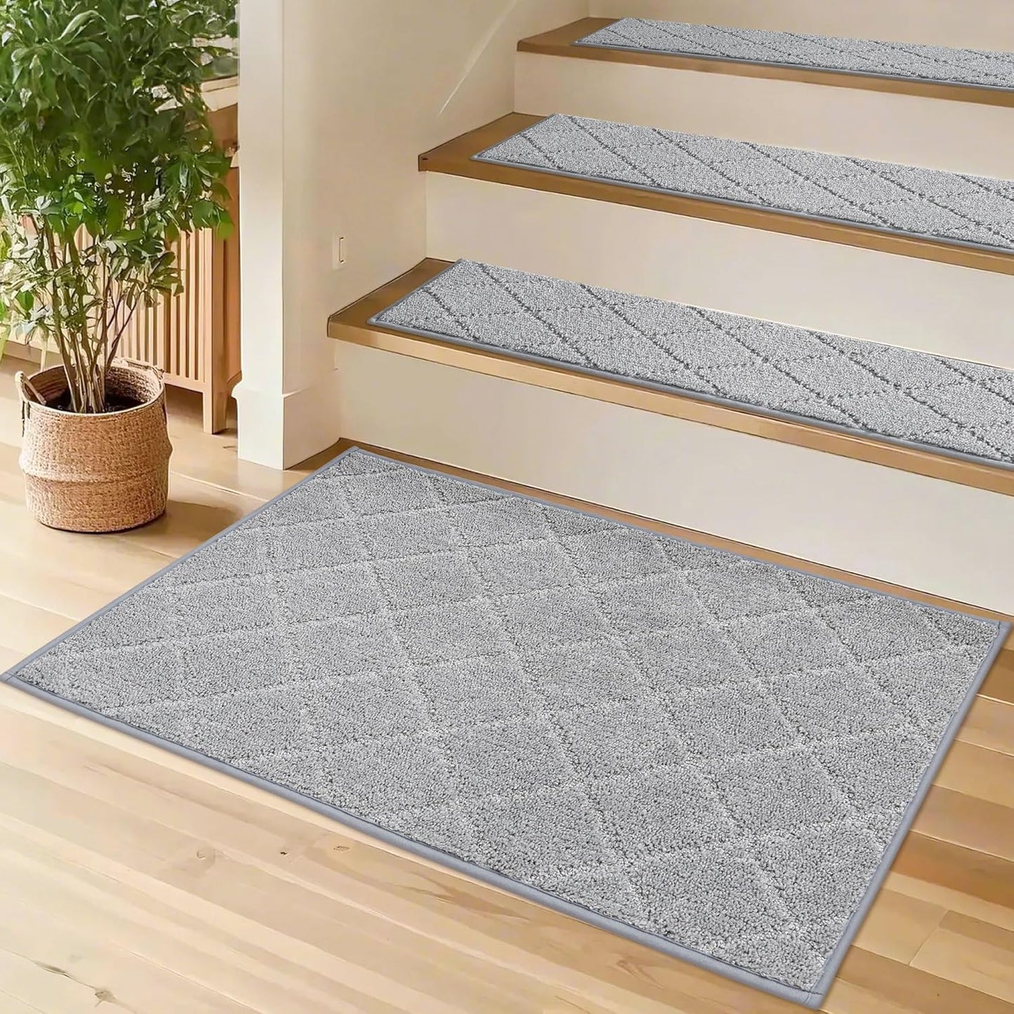 Alfombra antideslizante escaleras interiores 100% poliéster gris