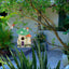 Casa pájaros resina hongos colgante patio resistente