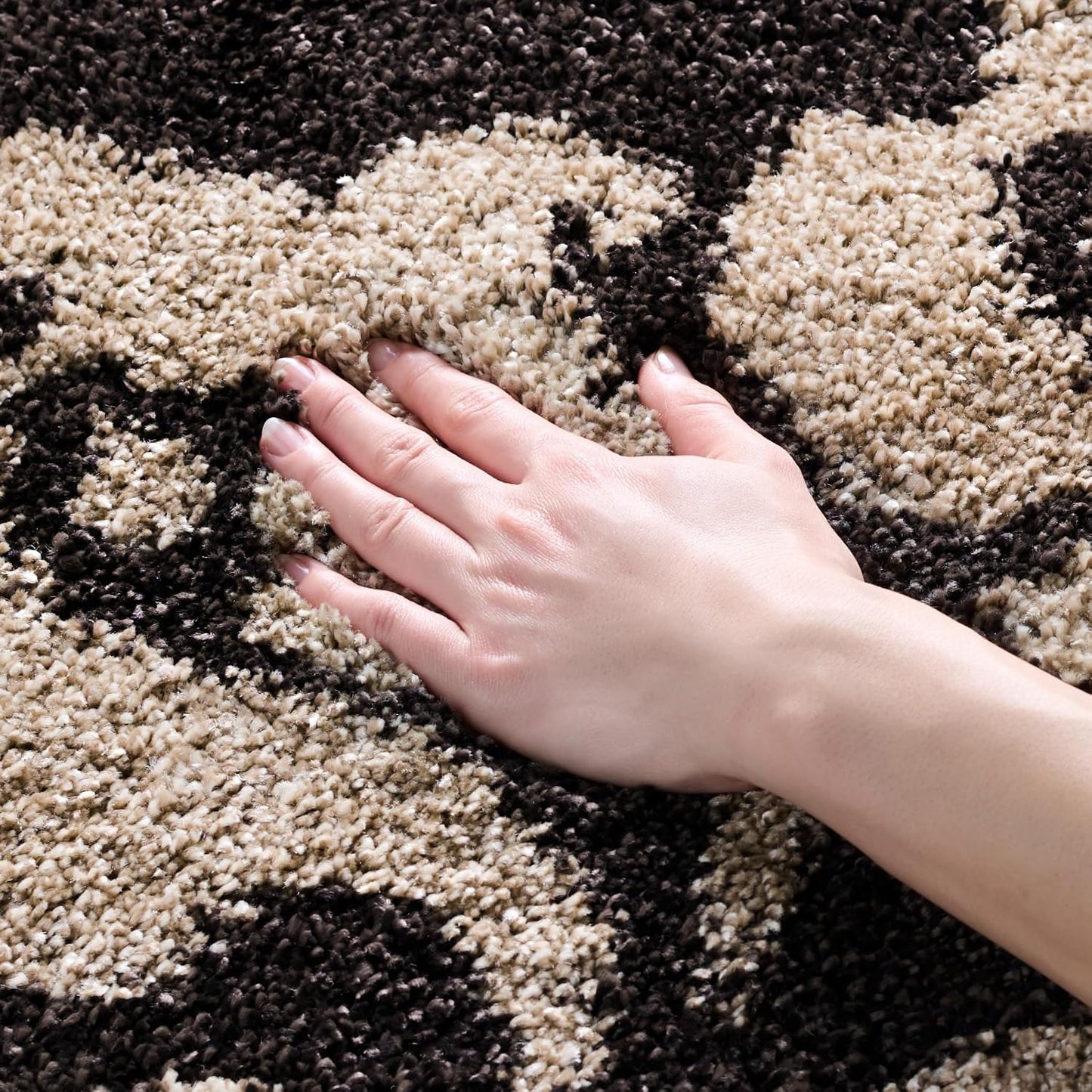 Alfombra área 5'3"x7'6" diseño floral marrón oscuro