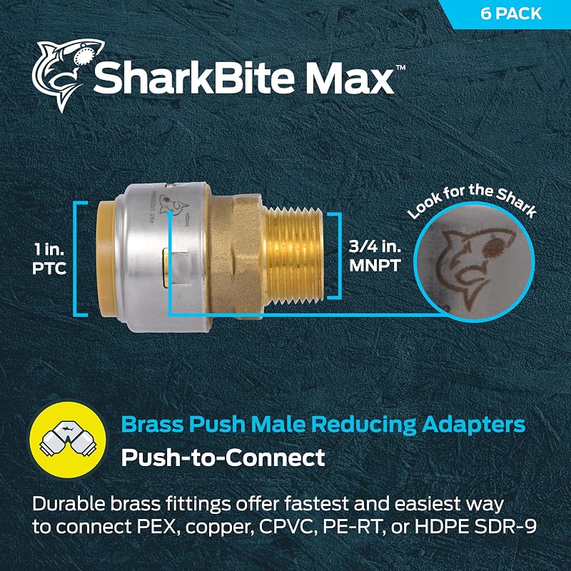 Adaptador MNPT 1x3/4" latón presión set 6
