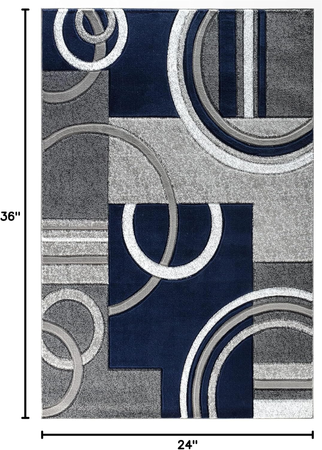 Tapete moderno suave 2x3ft azul marino para sala comedor