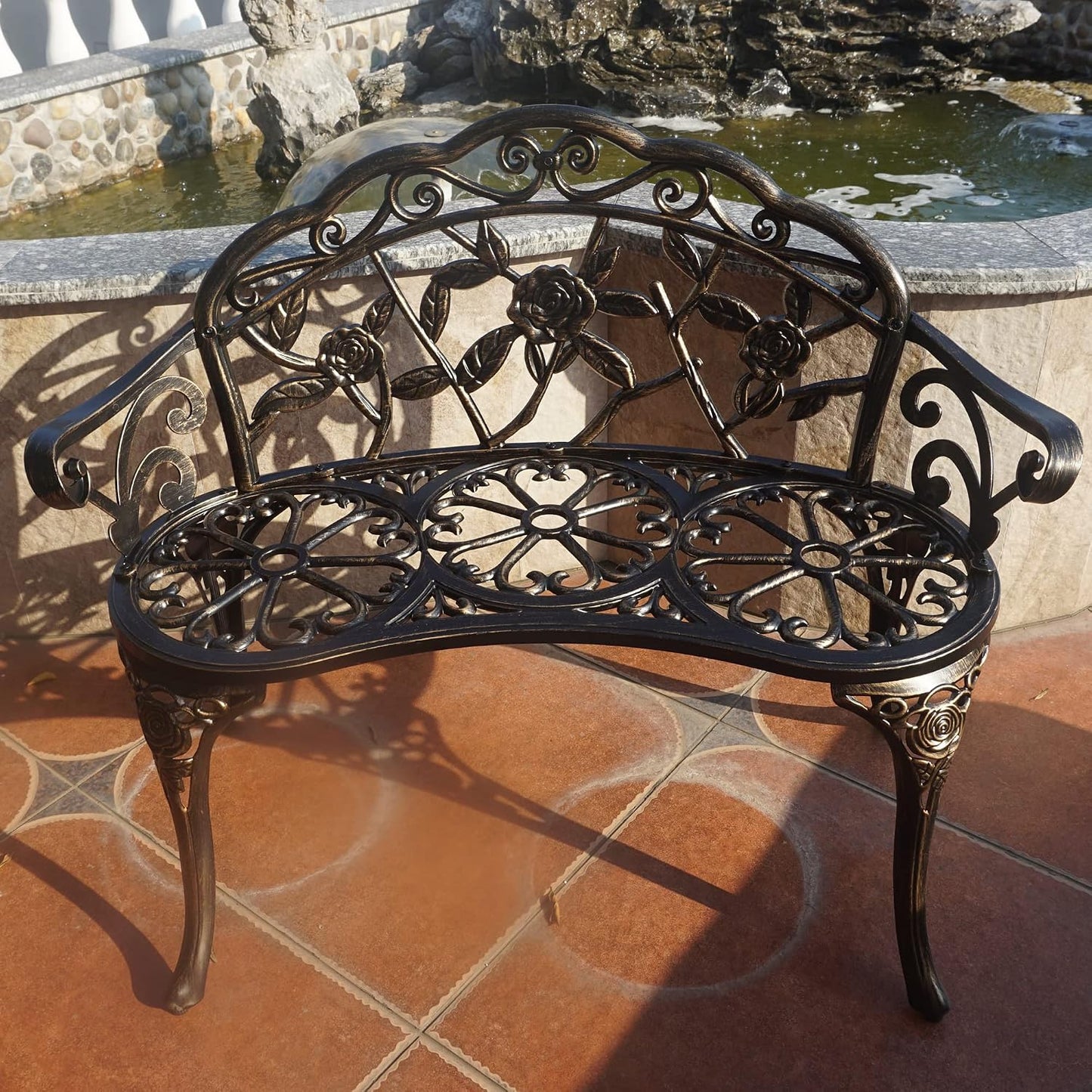 Banco jardín aluminio rosa para terraza balcón
