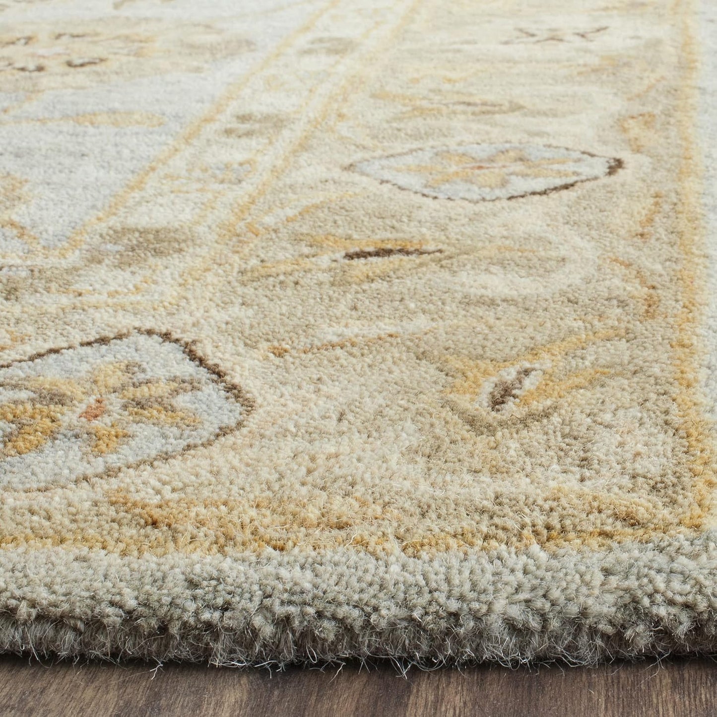 Alfombra lana oriental hecha a mano 2x3ft color azul