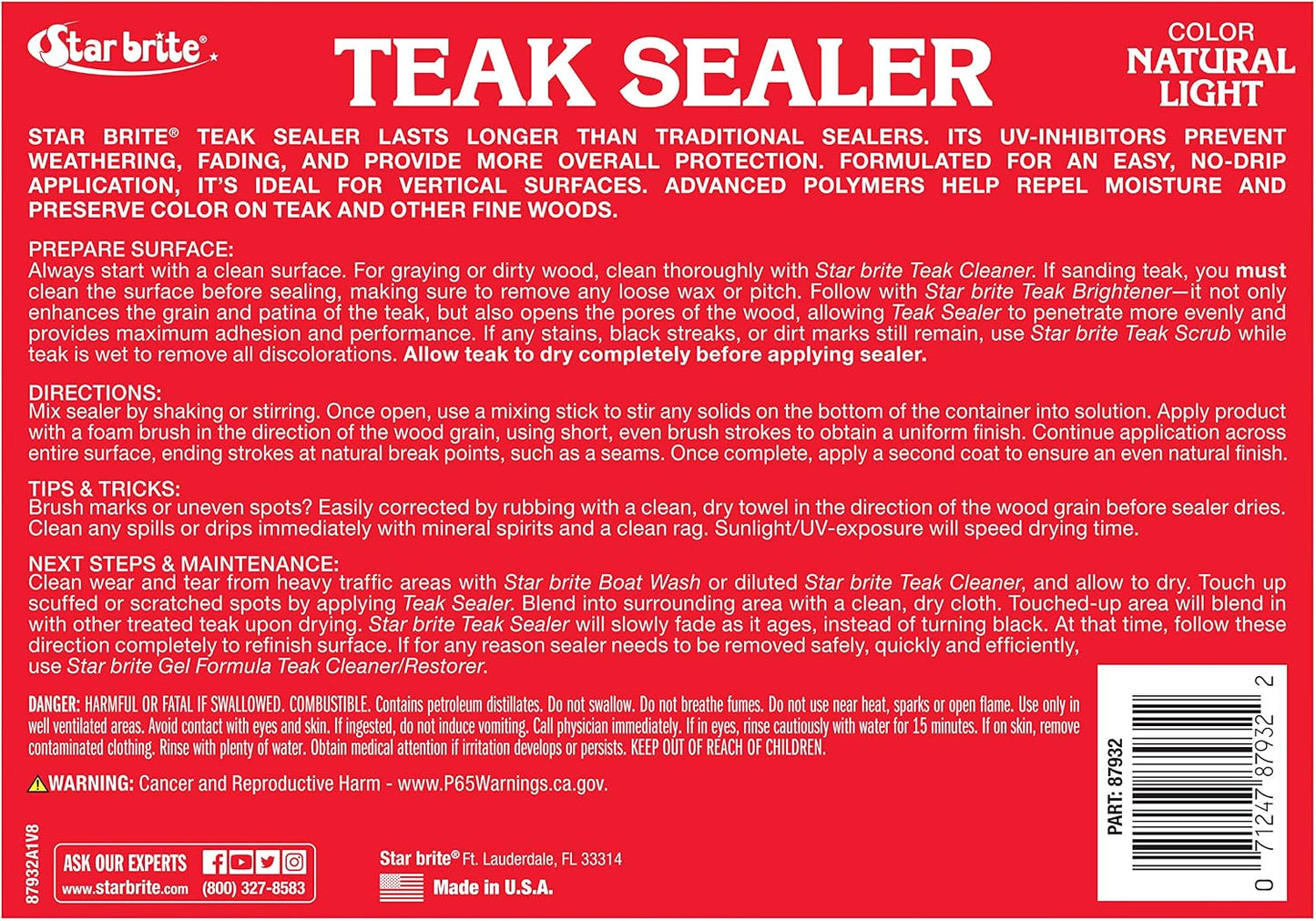 Sellador teca sin goteo protección duradera 32oz