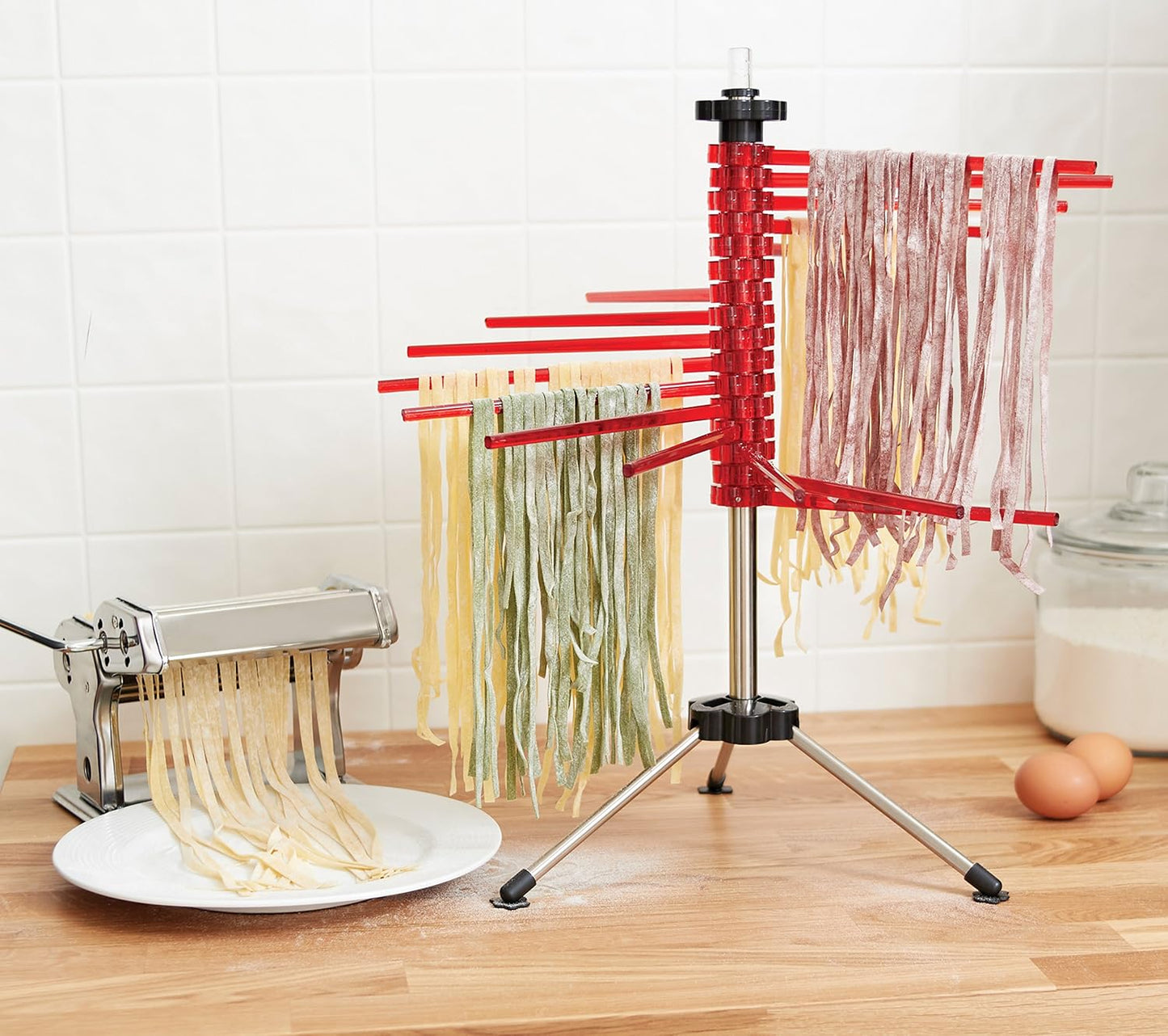 Estante secado pasta plegable 18.5pulg plástico brazos giratorios