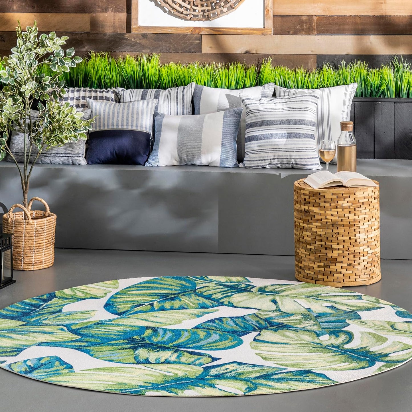Alfombra Lisa con flores para interiores 4ft²