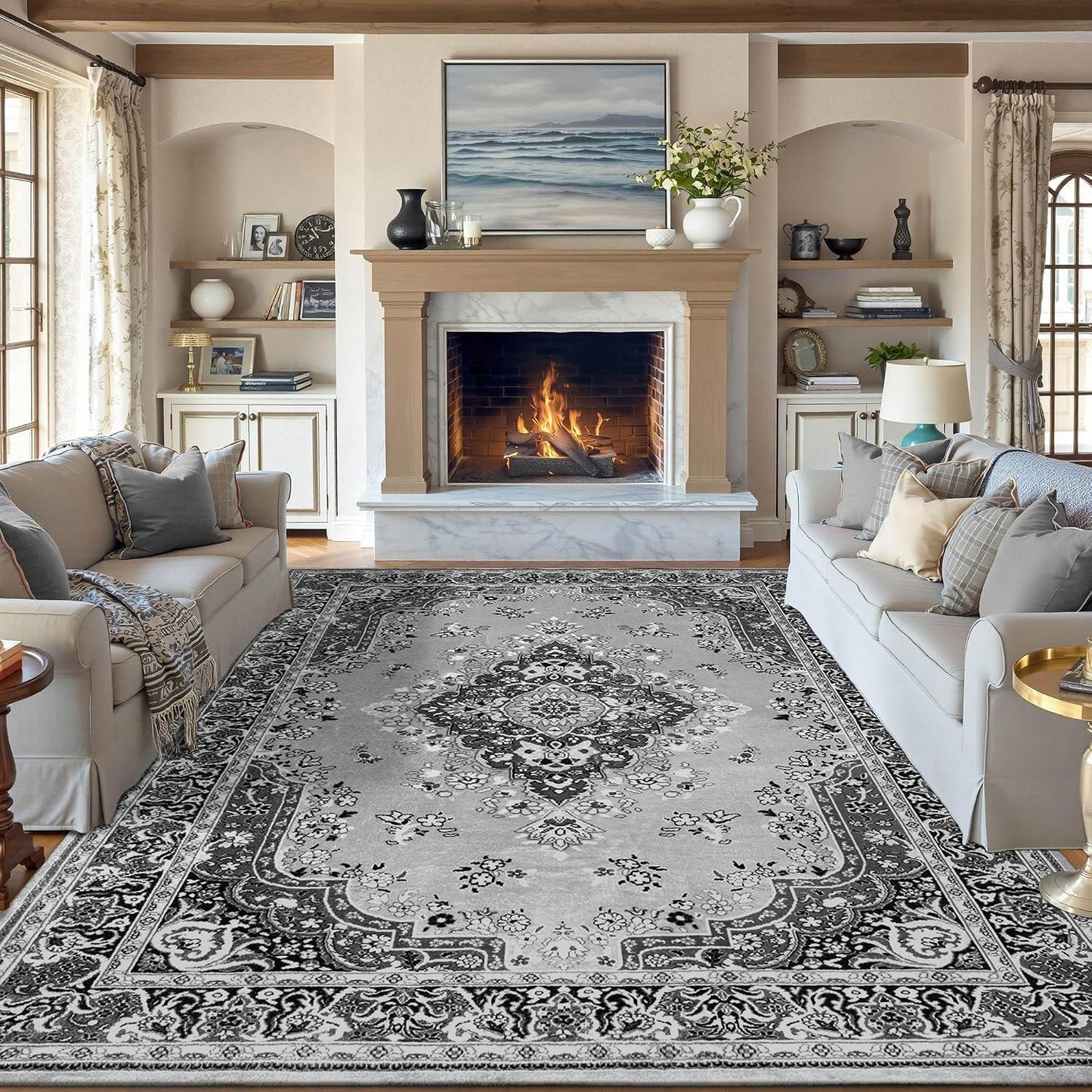 Alfombra área 8x10ft sala estar antiderrap pelo bajo