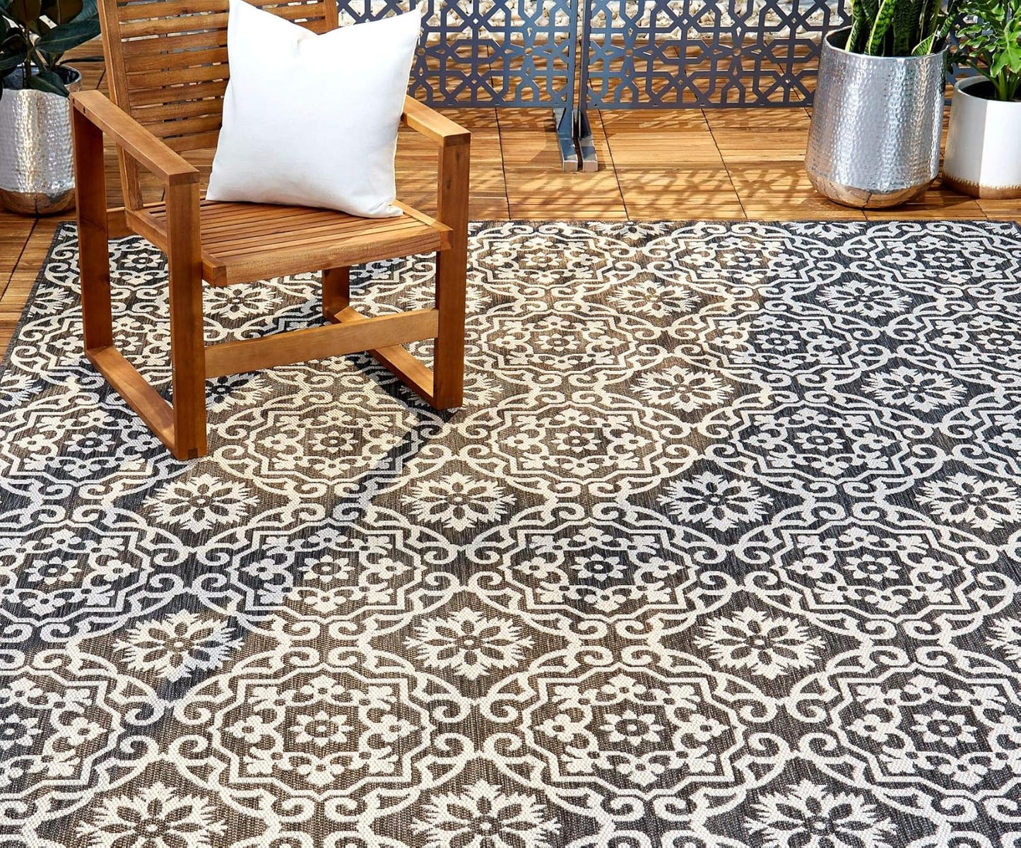 Alfombra geométrica transicional 3ft11pulg x5ft2pulg
