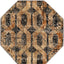Alfombra octagonal 3x3ft negro gris/marrón claro