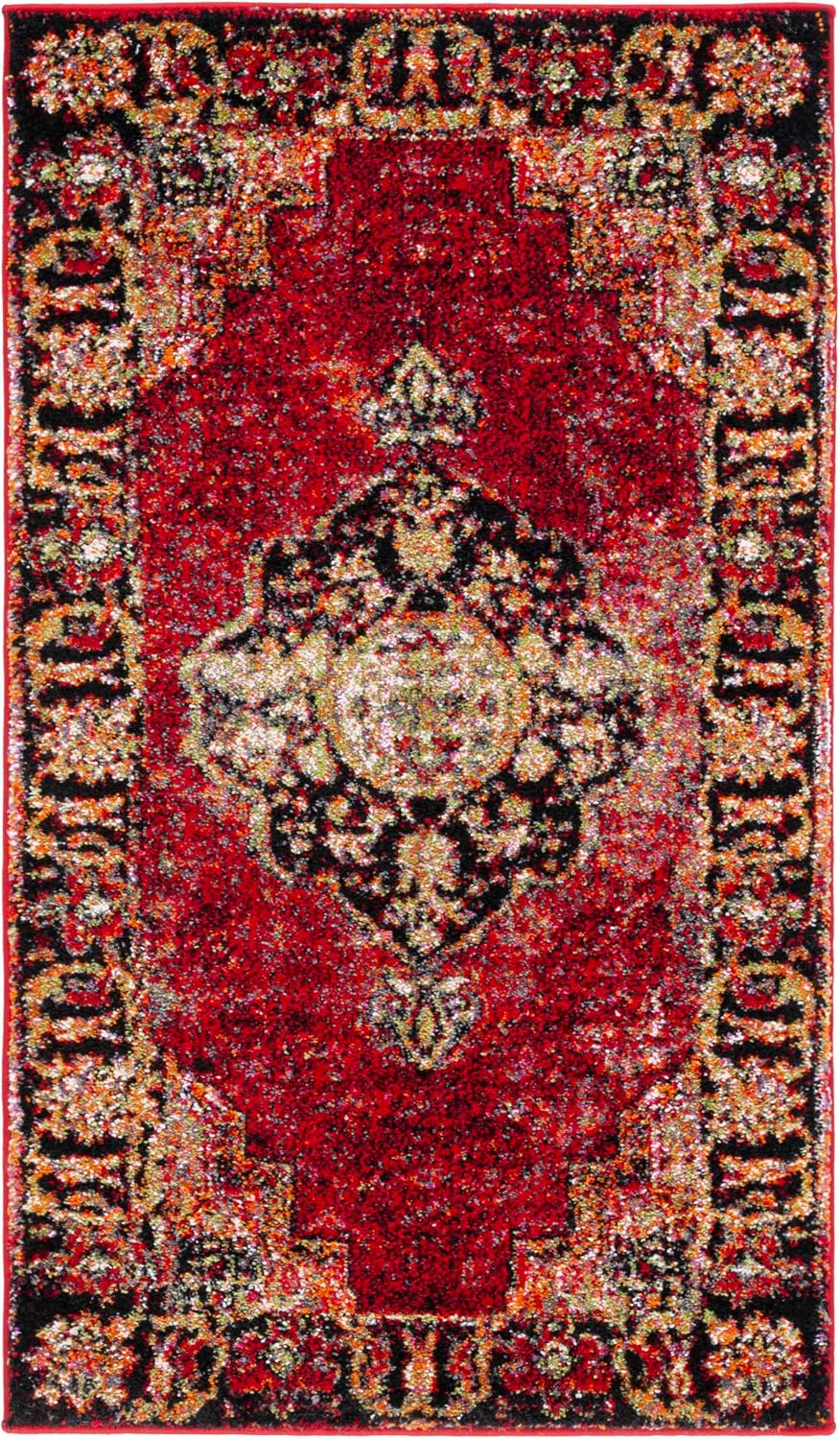 Alfombra acento rojo 2'3x4' diseño persa alta tracción