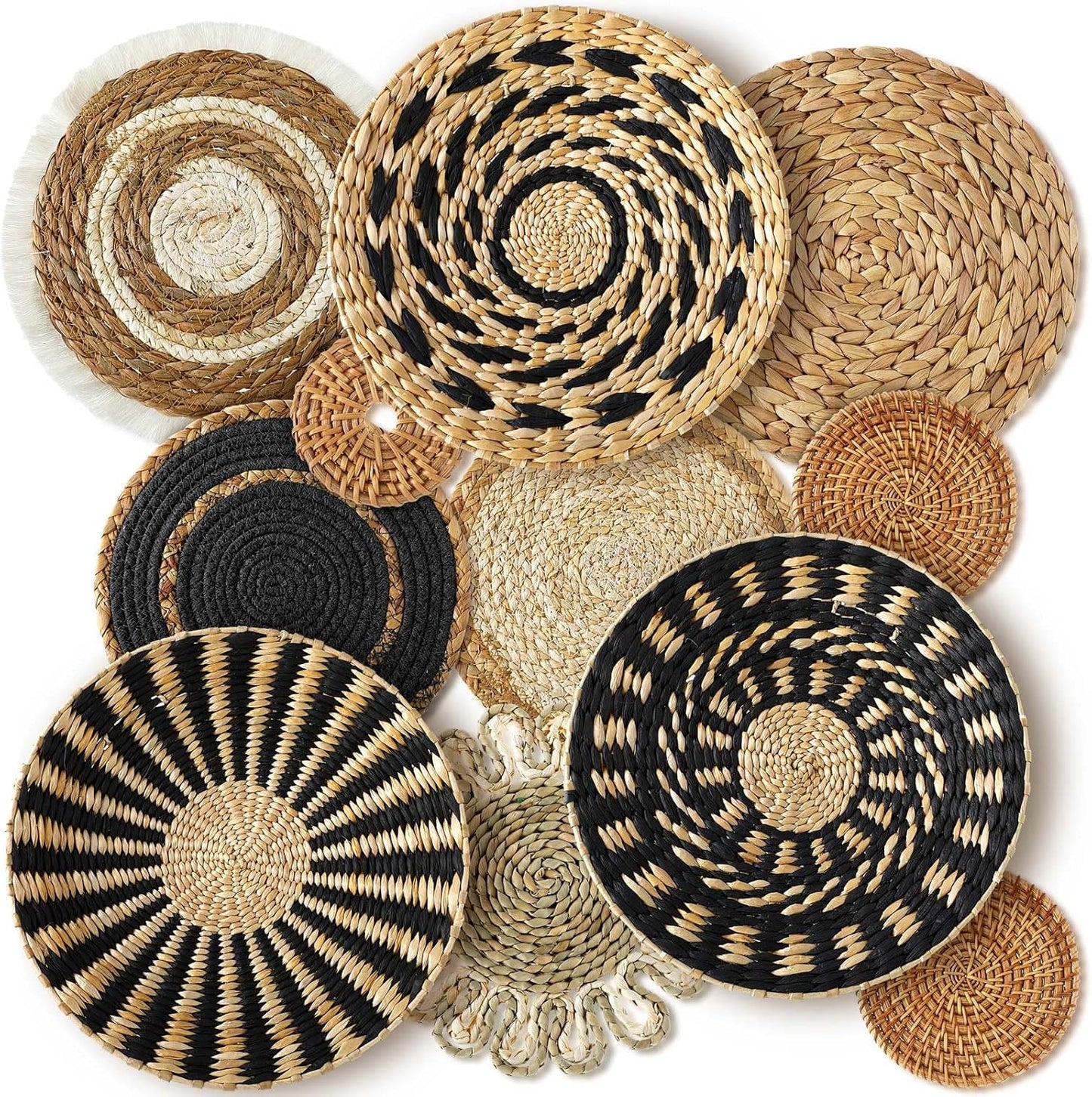 11 Cestas Colgantes Bohemias Tejidas a Mano Decorativas