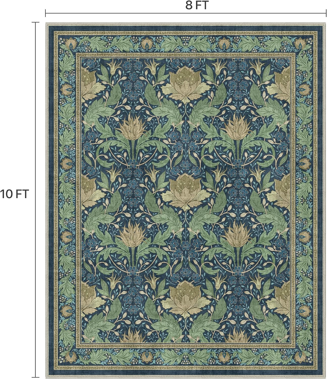Alfombra vintage 8x10pulg antiderrap sala