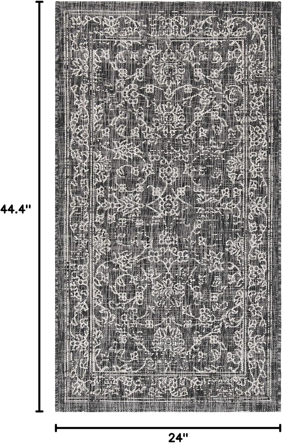 Alfombra exterior lavable 2x3'7" negro y marfil patio puerta