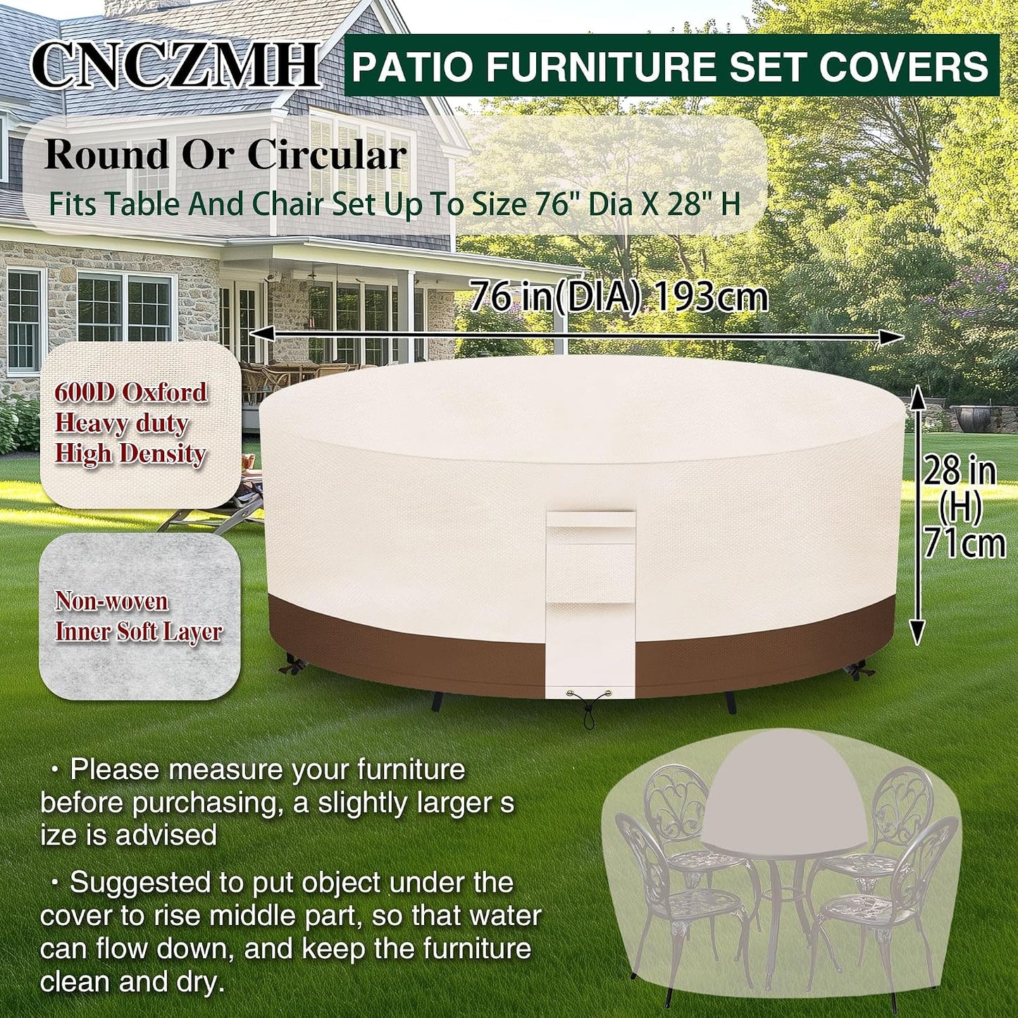 Fundas redondas para muebles exterior 600D impermeables