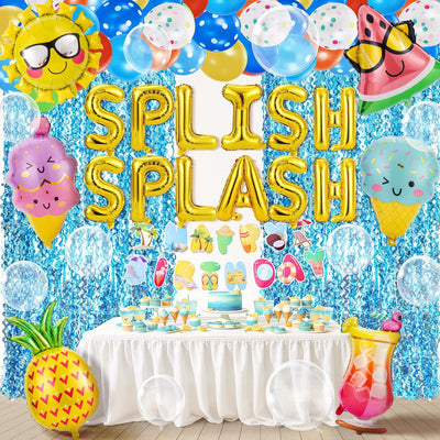 Decoración fiesta playa 76 Pzas con globos y banner