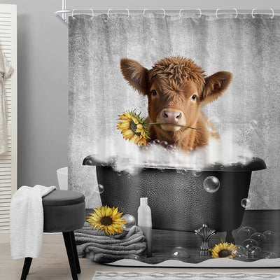 Cortina ducha vaca tierras altas 60x72pulg estilo country western
