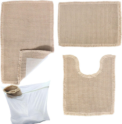 Juego 3 alfombras baño 17x24pulg antideslizantes absorbentes