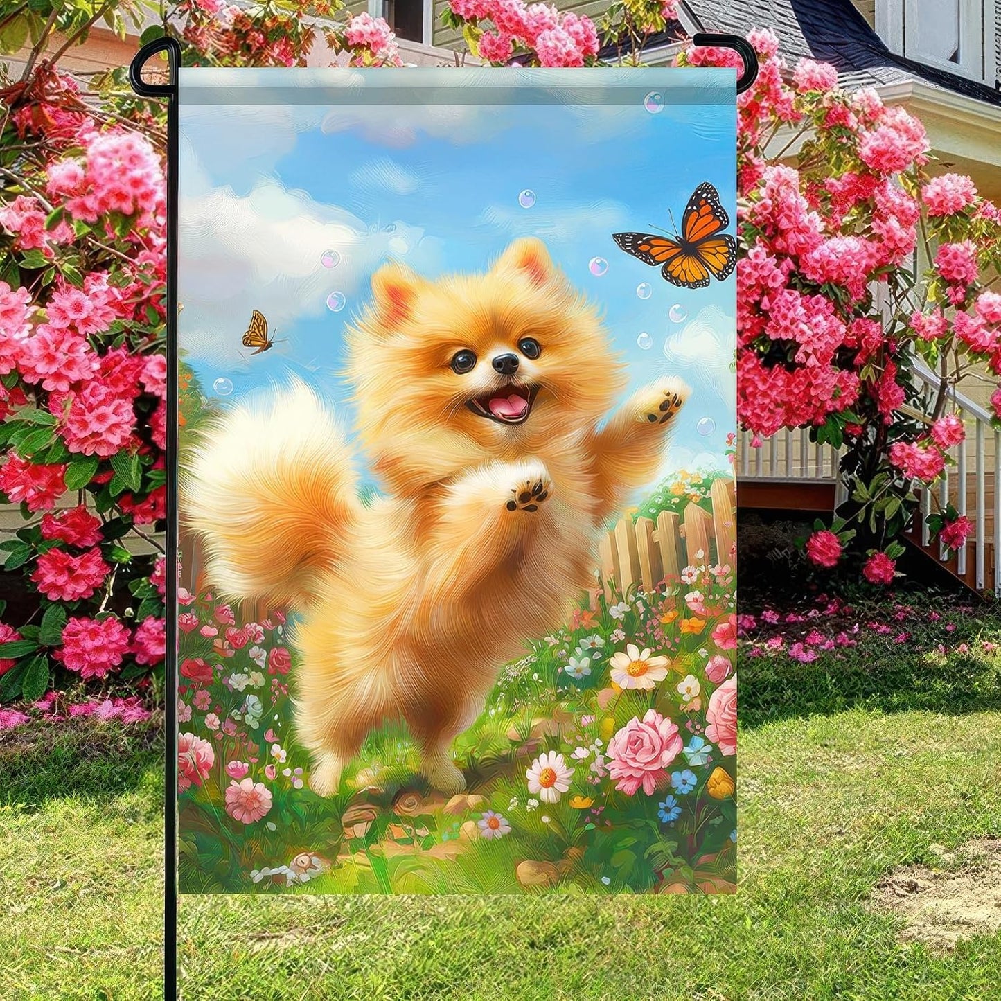 Bandera jardín doble cara 12x18pulg perro cachorro