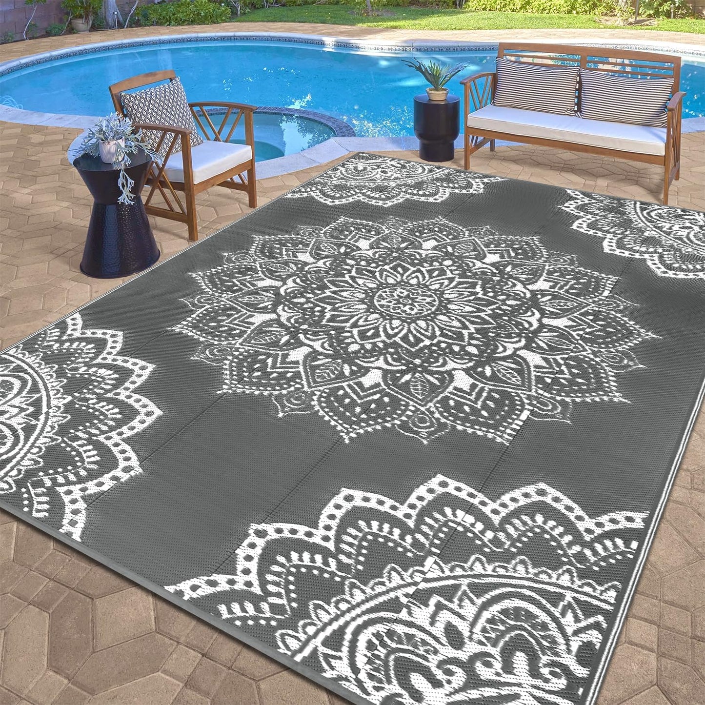 Alfombra impermeable exterior 9x12ft reversible