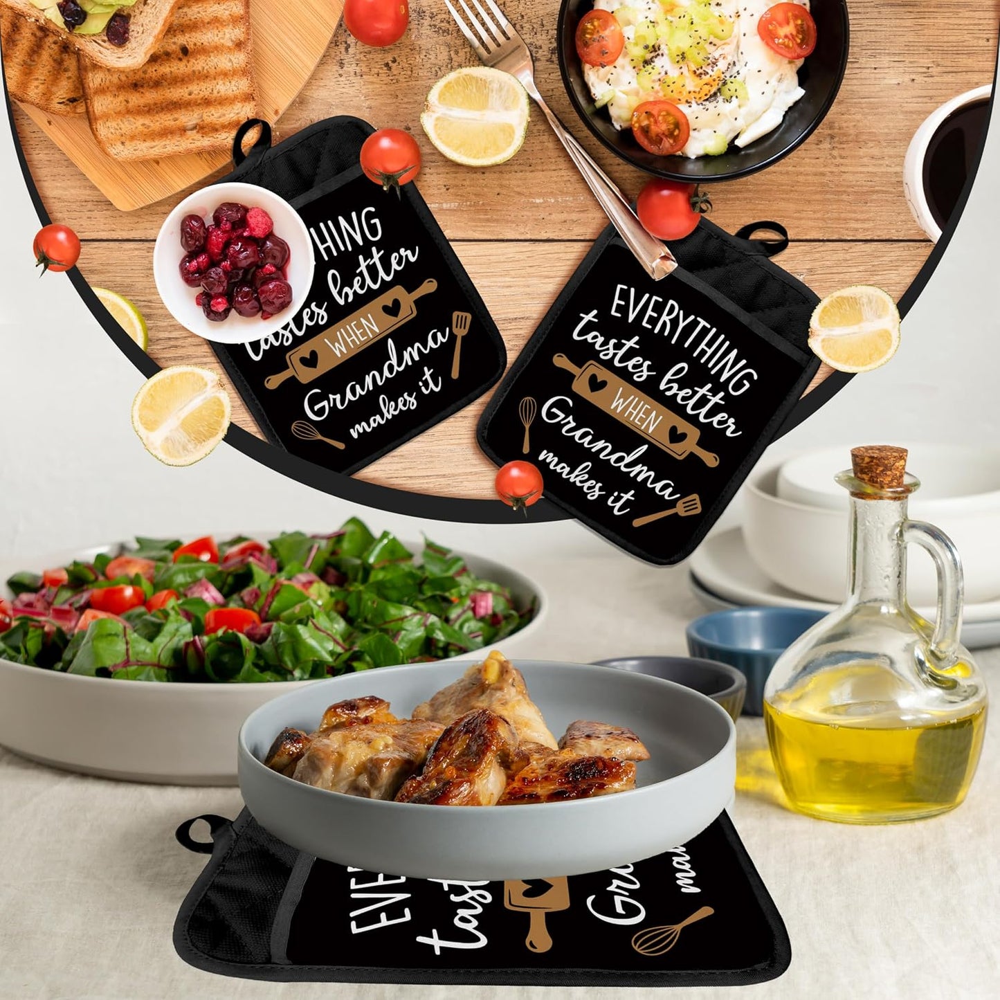 Porta ollas con bolsillos para cocina resistente al calor