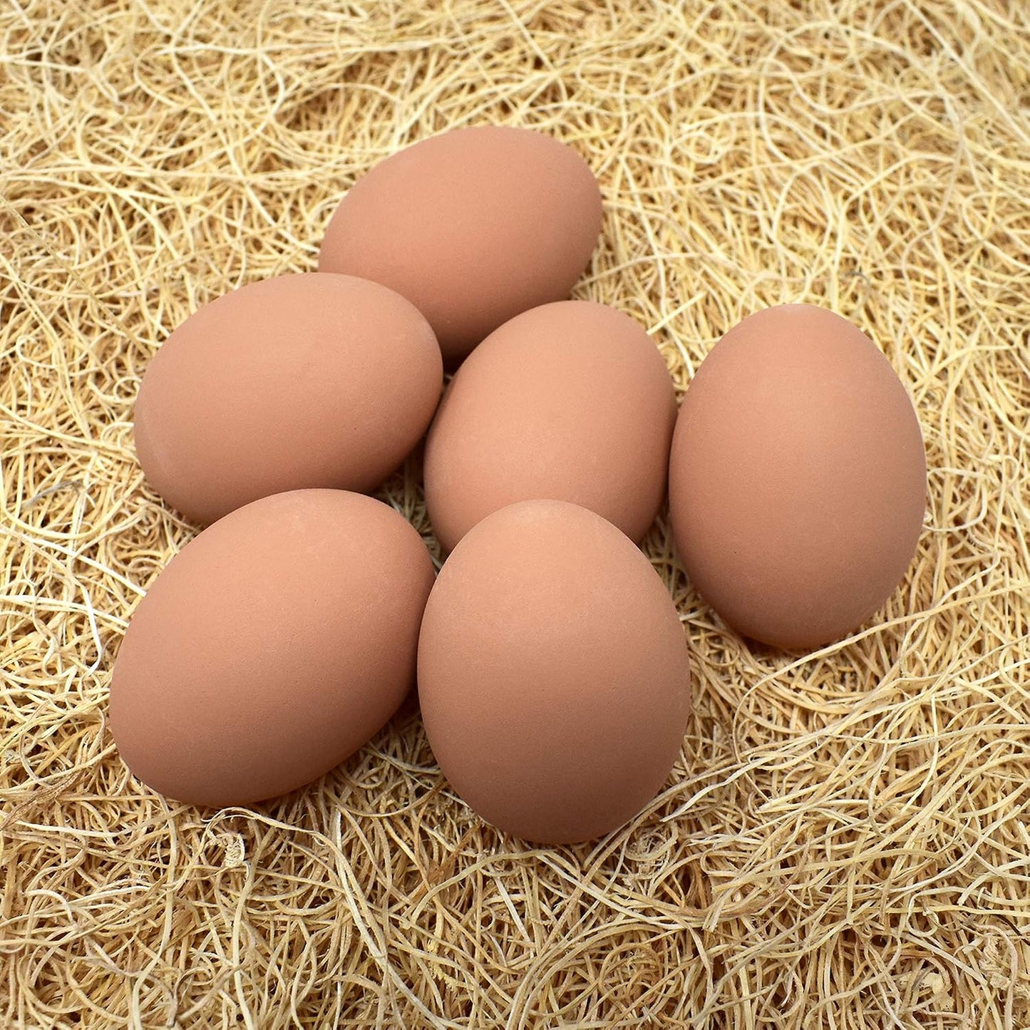 Huevos cerámica nido 6 pzas marrón antipicoteo