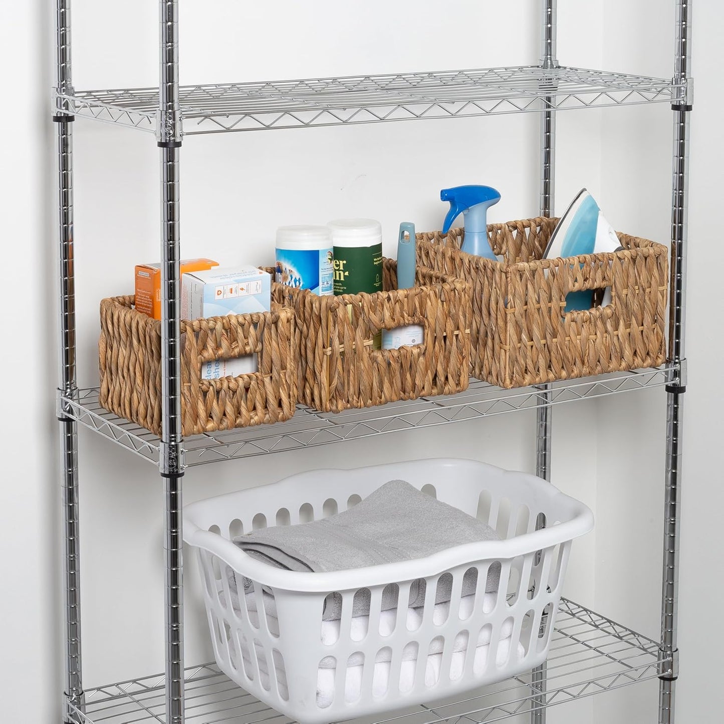 3 Pzas Cestas Mimbre Asas Integradas Almacenamiento Natural
