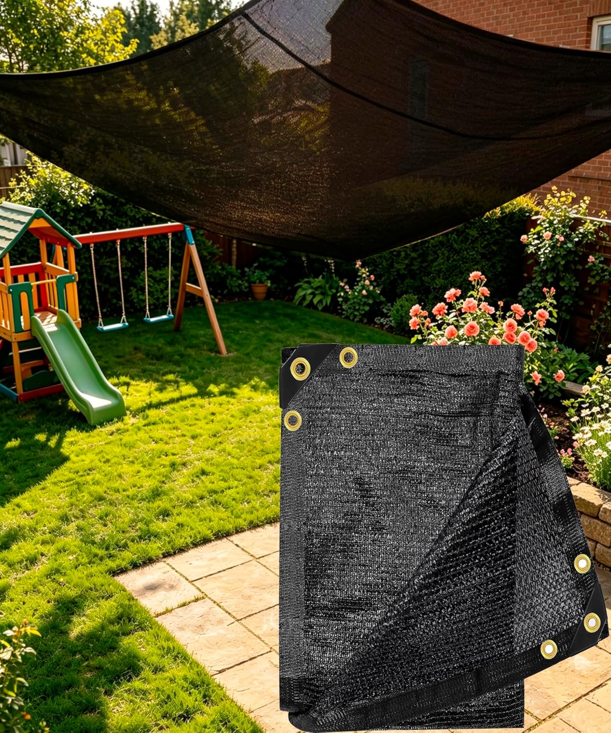 Tela sombra 70% negra 20x48pies para jardín patio pergola