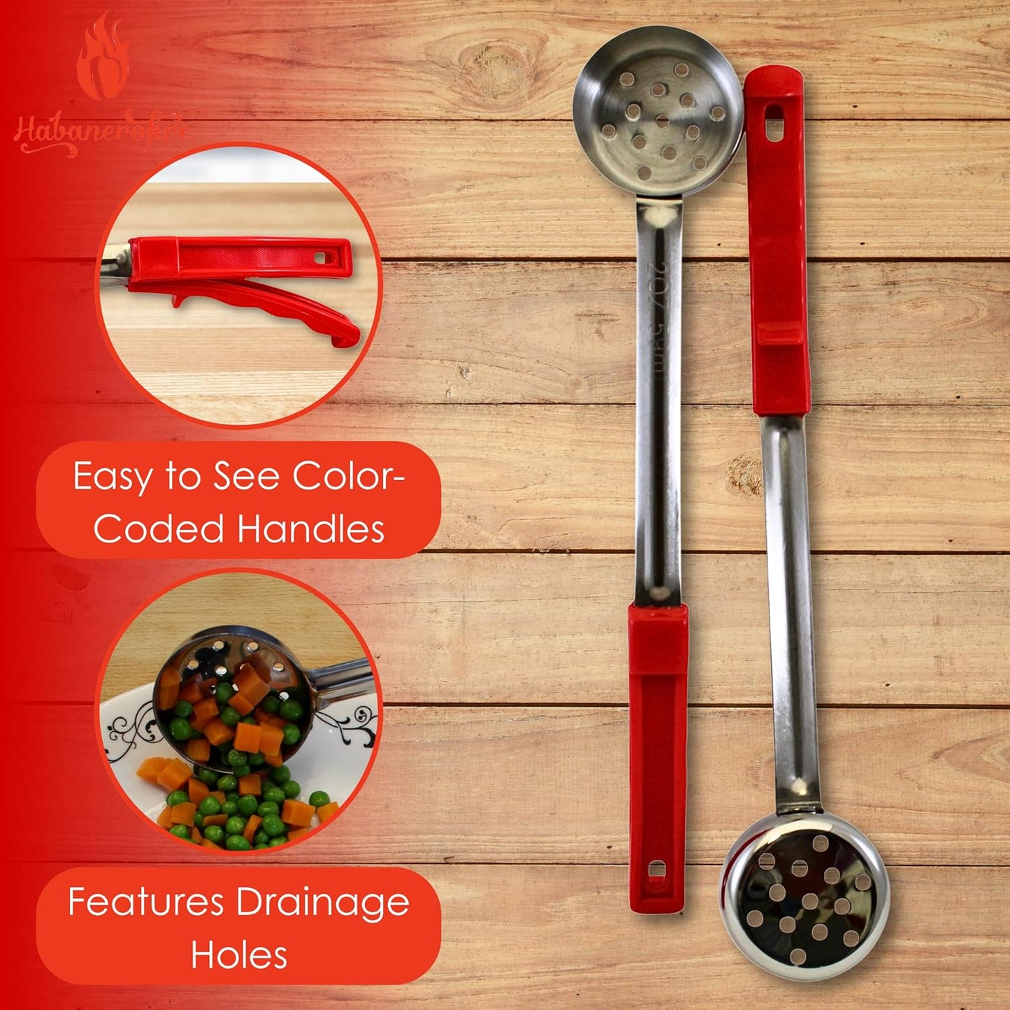 Cuchara ranurada acero inox 2oz para salsas set 2