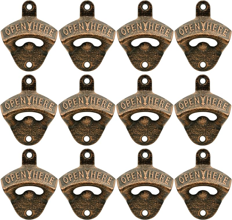 12 Pzas Abrebotellas Hierro Fundido Montaje Pared Dorado Antiguo
