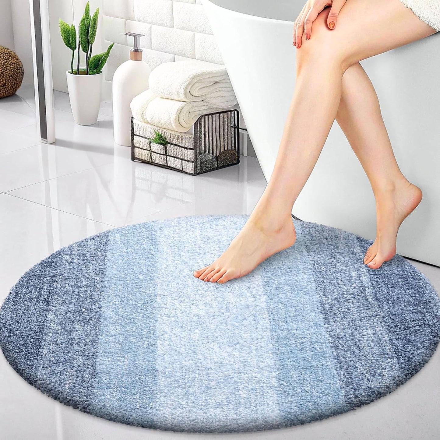 Tapete baño redondo 30" microfibra suave absorbente