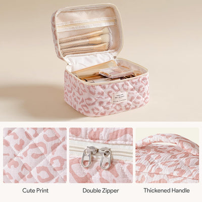 Bolsa maquillaje acolchada 3 pzas algodón grande floral