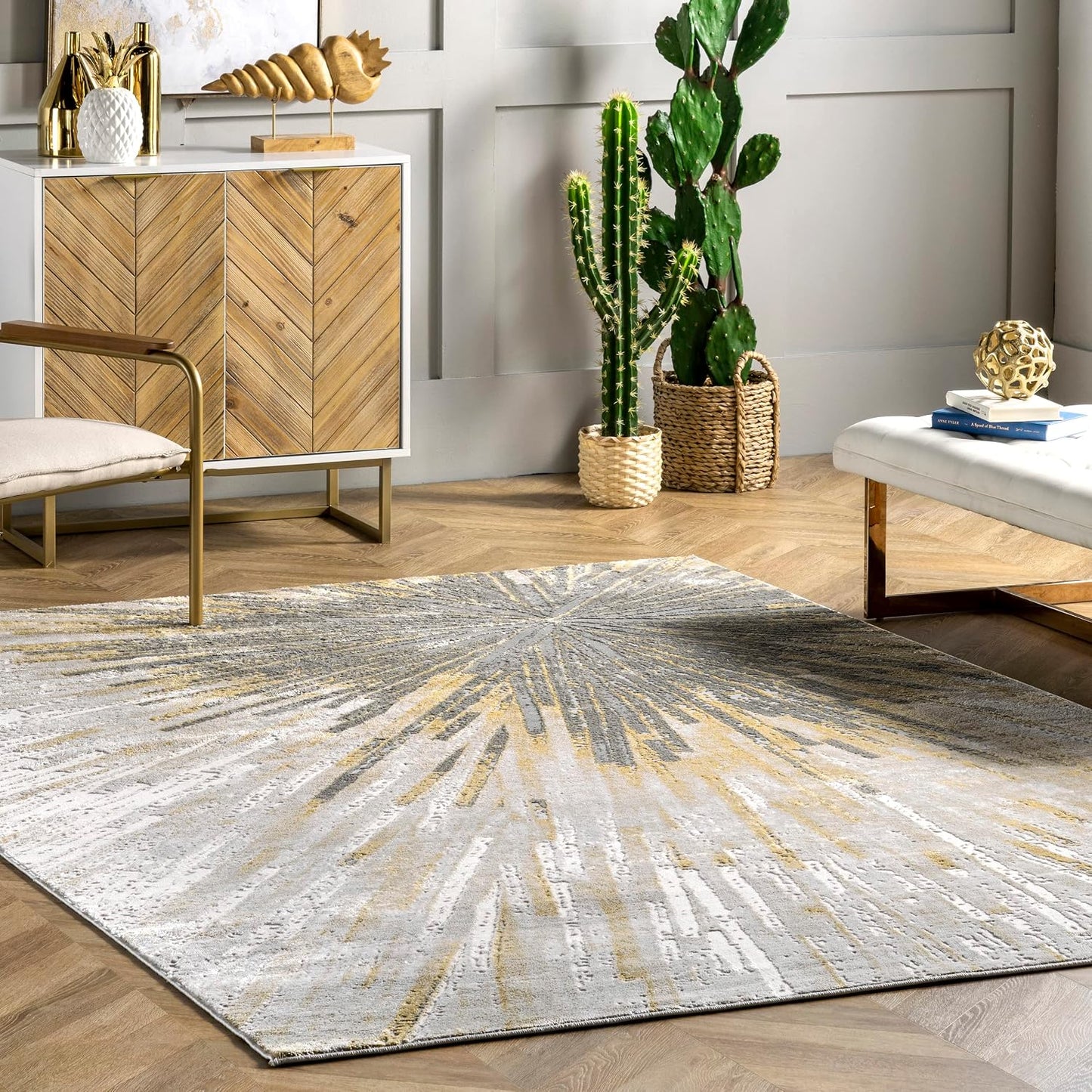 Alfombra dormitorio 6'7x9' poliéster resistente manchas