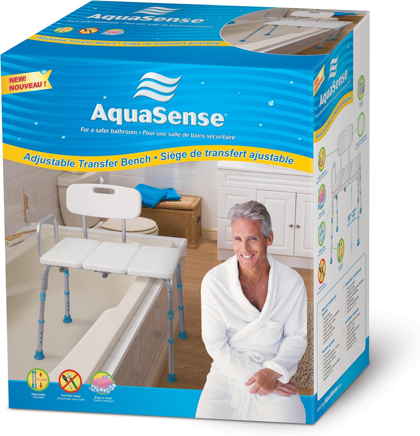 Banco transferencia ducha bañera respaldo reversible