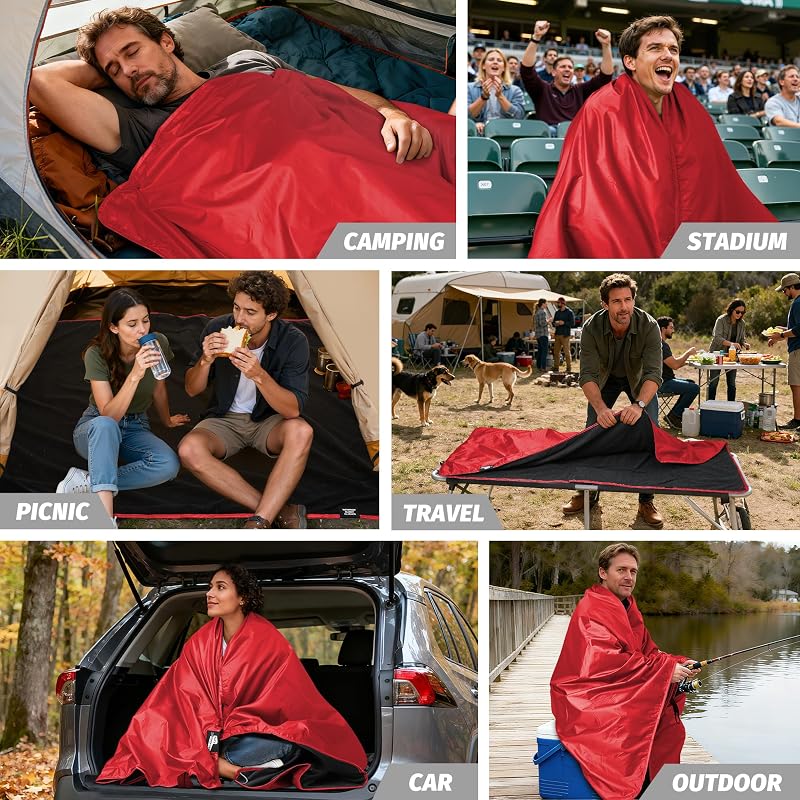 Manta polar impermeable resistente al viento 80x58pulg rojo