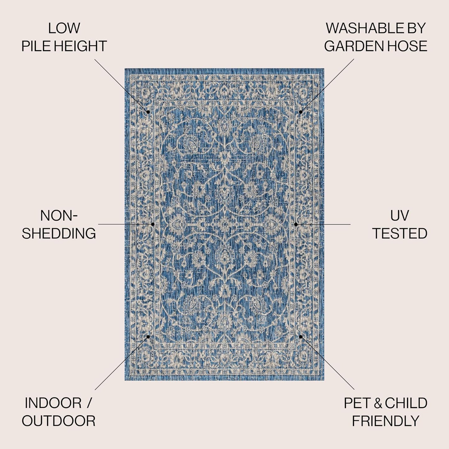 Alfombra redonda 5ft para interiores color azul marino