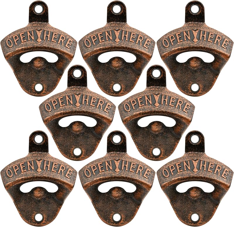 Abrebotellas hierro fundido 8uds montaje pared cobre antiguo
