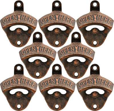 Abrebotellas hierro fundido 8uds montaje pared cobre antiguo