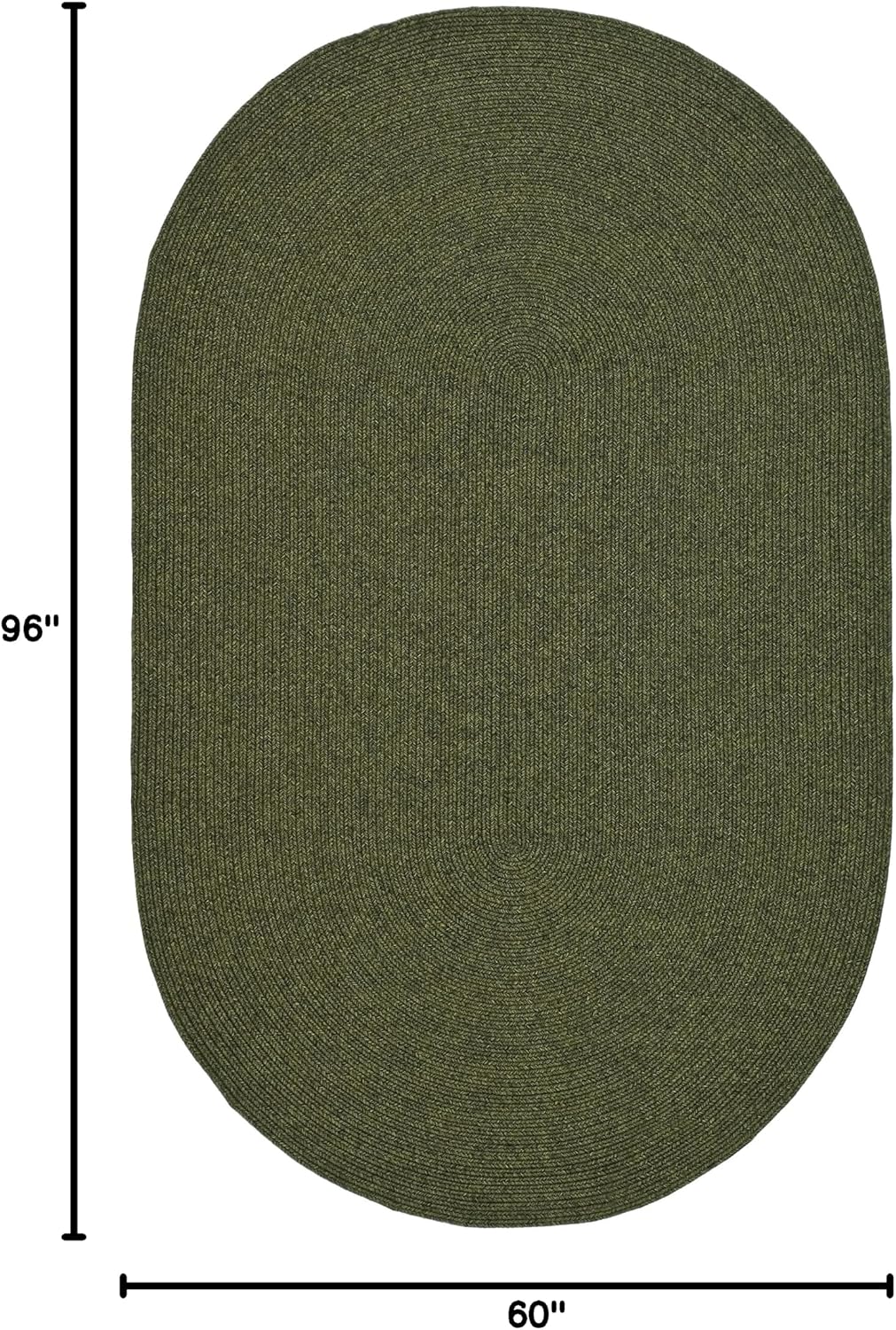Alfombra Ovalada Reversible 5x8ft Color Verde