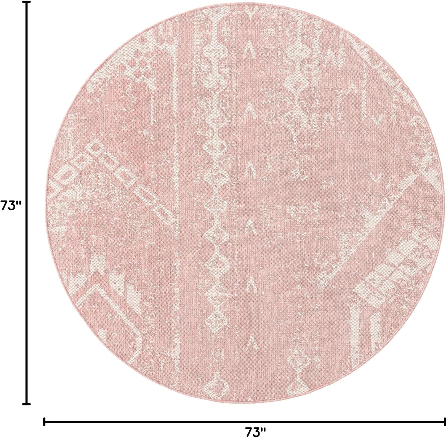 Alfombra área redonda rosa/marfil 6" 1ft