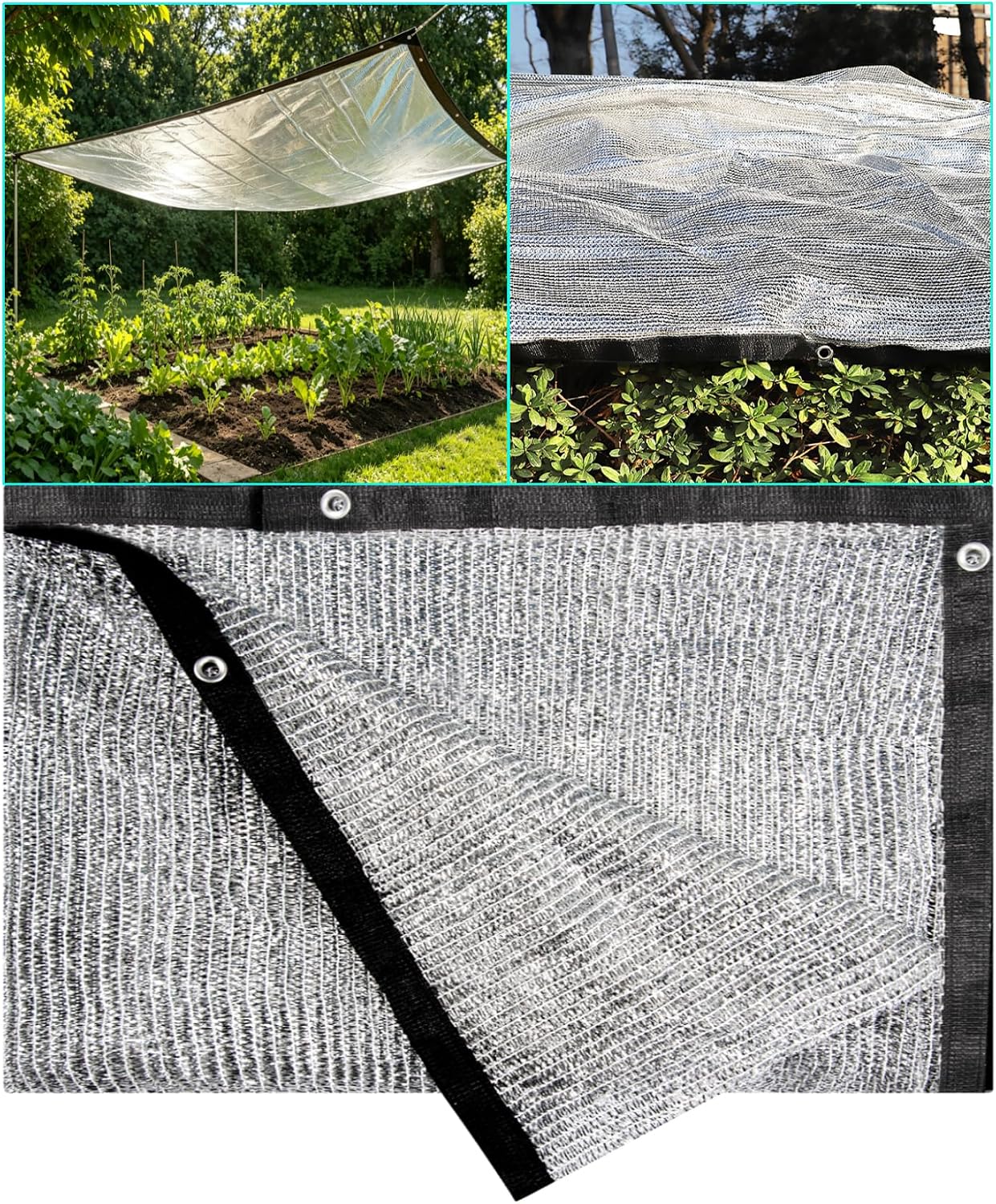 Tela sombra 40% aluminio 6.5x8ft malla resistente