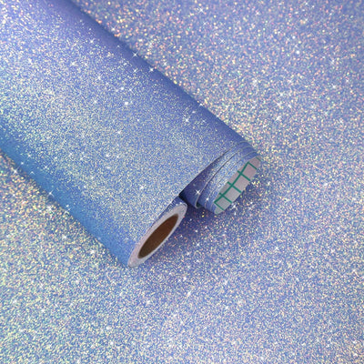 Papel tapiz purpurina azul iridiscente 15.7x118pulg autoadhesivo